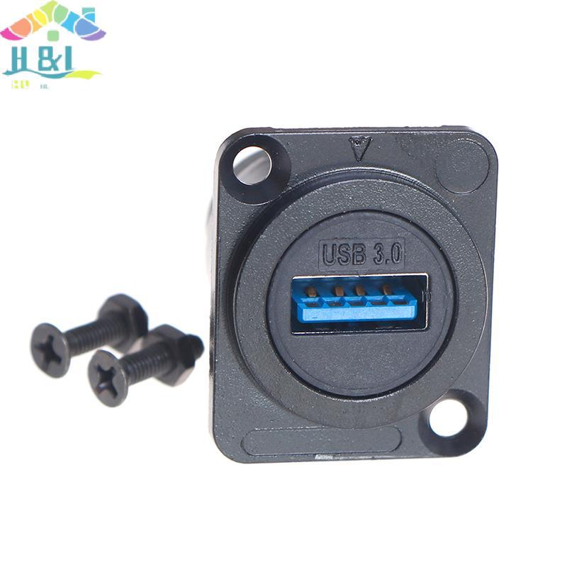 H&L Nov D ประเภทโลหะ USB Socket Double Pass Connector USB 3.0 Connector แผงติดตั้ง {th}
