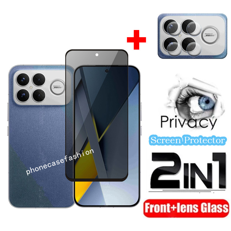 2in1 ตัวป้องกันหน้าจอความเป็นส่วนตัวสําหรับ Poco F8 Ultra Pro F8Ultra F8Pro 4G 5G 2025 Anti-View กระจกนิรภัยกันกระแทกกลับกล้องเลนส์ป้องกันฟิล์ม