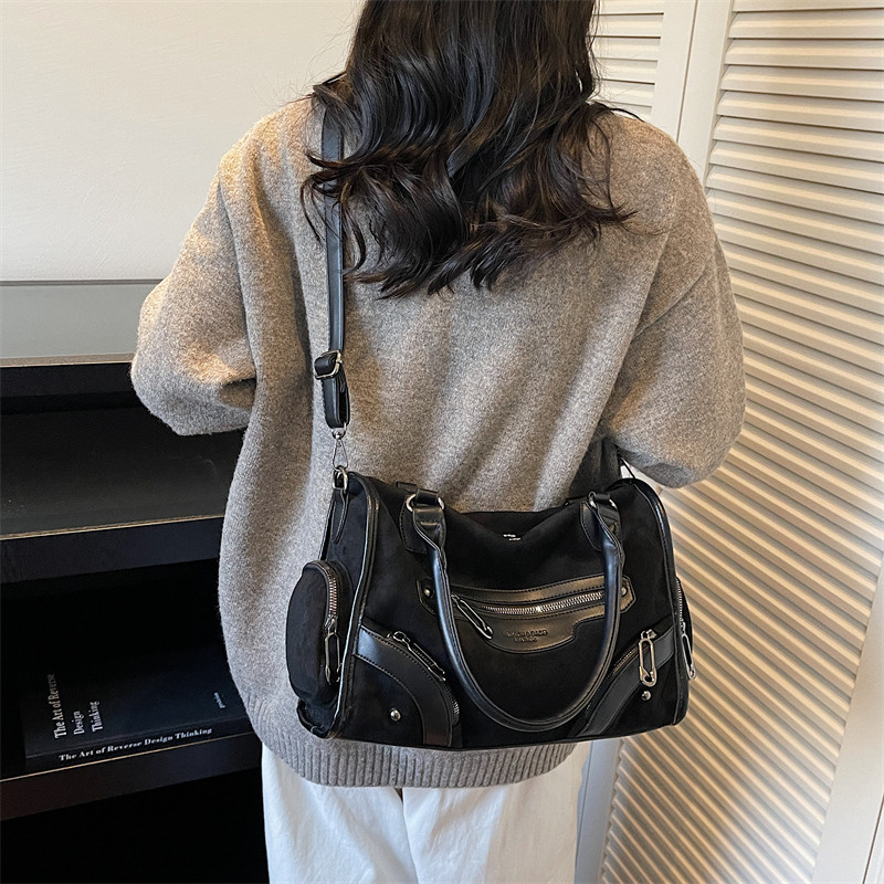 New Merad Motorcycle Style Frosted Shoulder Bag Large Capacity Multi-pocket Cross-body Bag