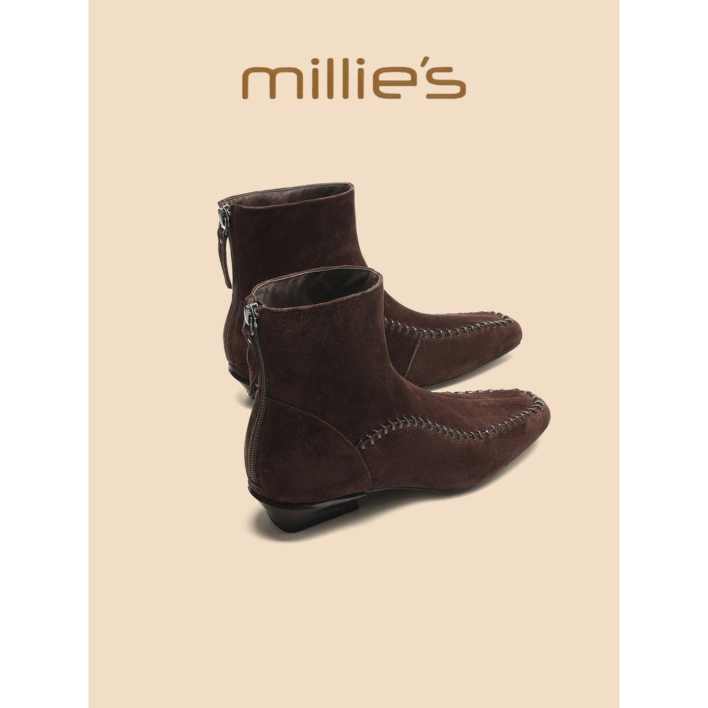 Millies Miaoli รองเท้าส้นเตี้ยสำหรับผู้หญิง ส้นหนา สไตล์เรโทรและสมัยใหม่