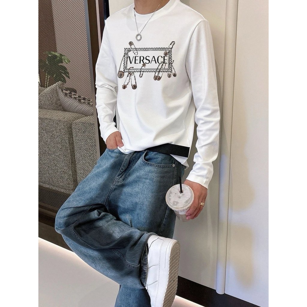 1: 1 Original Label Real Shot, A/Versace สไตล์ใหม่แขนยาว Versace Sweatshirt Versace ผู้ชายฤดูใบไม้ร่