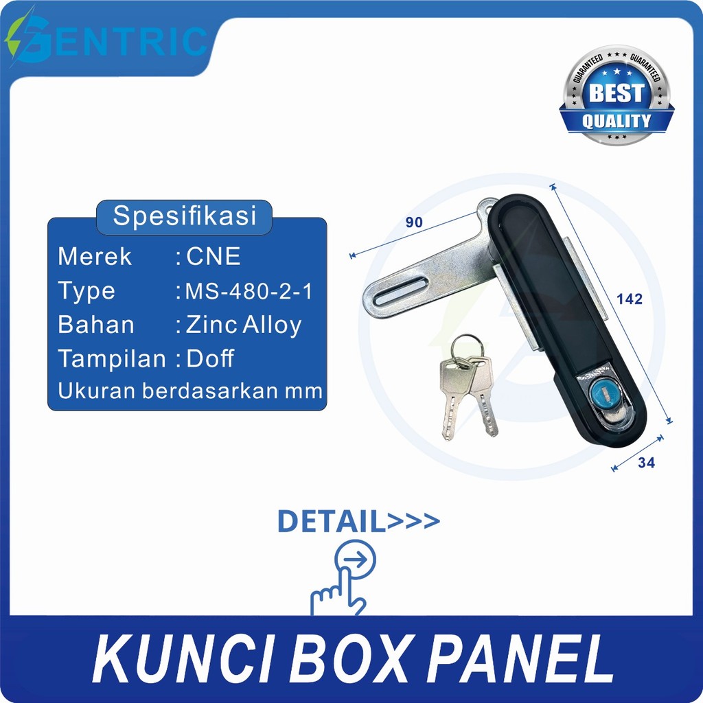 MS-480-2-1 Oval Black Panel Box Lock (142mm) คุณภาพดีที่สุด