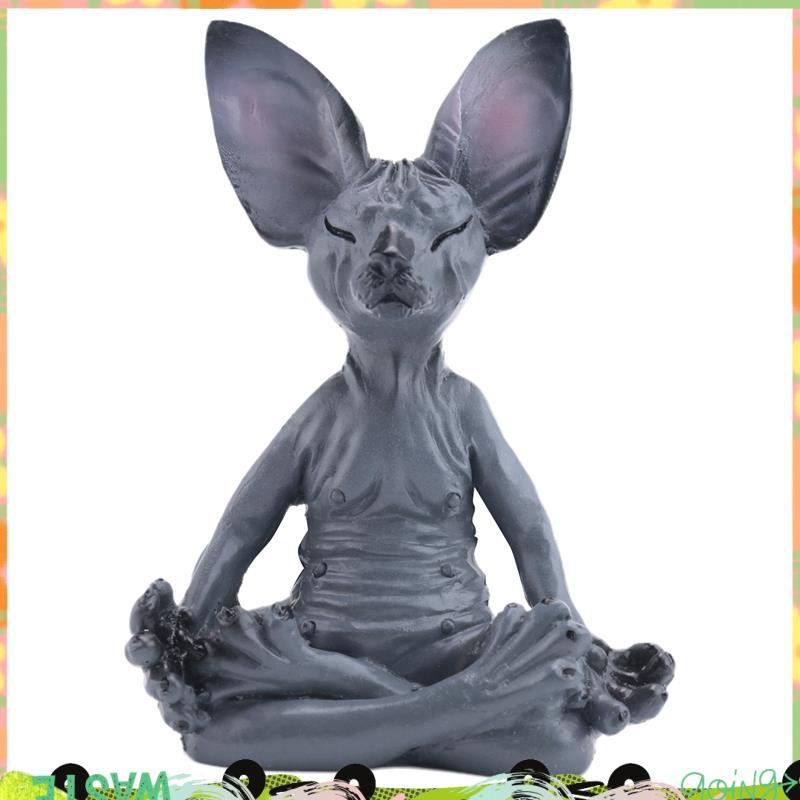 Sphynx Cat Meditate,Thinking Cat รูปปั้น,Medicating Thinking Cat,Sphynx Hairless Catสมาธิสะสมตกแต่ง
