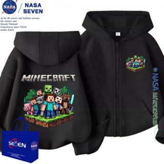 เสื้อสเวตเตอร์เด็กแบรนด์ร่วม NASA ลาย Minecraft เสื้อแจ็คเก็…