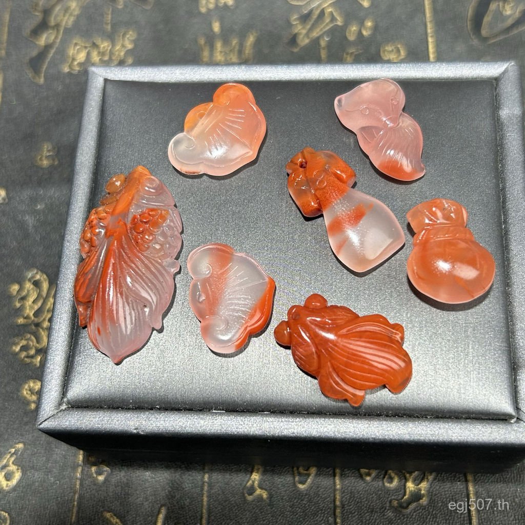 คริสตัล รุ่ยอี๋ Southern Red Agate ธงปลาทองขนาดเล็กเปิด Victory สร้อยคอจี้กระเป๋าแขวนสร้อยข้อมืออุปก