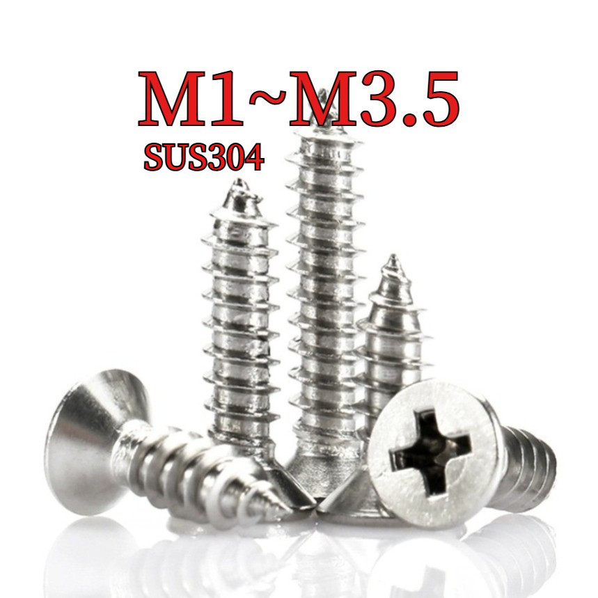 สกรูเกลียวปล่อย  หัวF+ น็อต สกรู หัวเตเปอร์ แฉก F+ สแตนเลส 304 เกลียวปล่อย / Flat Head Phillip Tappi