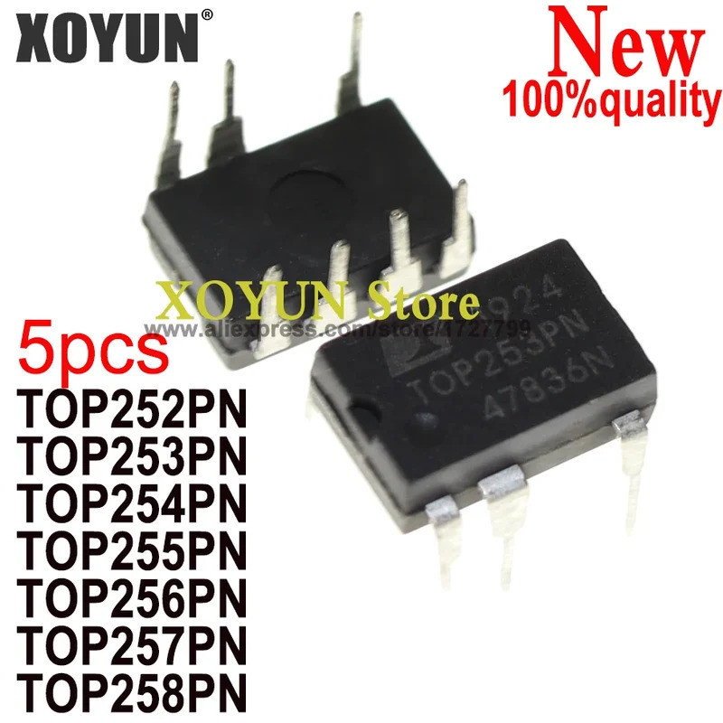 (5 ชิ้น) TOP252PN TOP253PN TOP254PN TOP255PN TOP256PN TOP257PN TOP258PN DIP-7 TOP252 TOP253 ชิป ic ใ