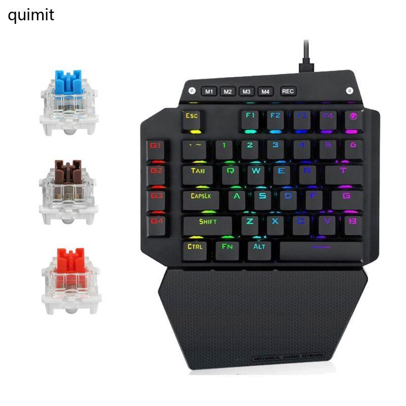 QUIM 44 Keys Mechanical Gaming Keyboard Replacement LED Backlit One-hand Keyboard