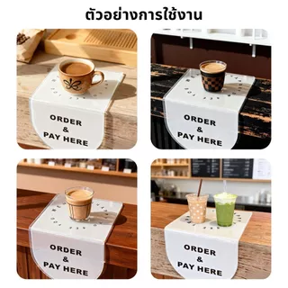 【พร้อมส่งจากไทย】ป้ายอะคริลิค 15x15cm ป้ายติดเคาน์เตอร์ ป้ายติดโต๊ะ ORDER & PAY HERE