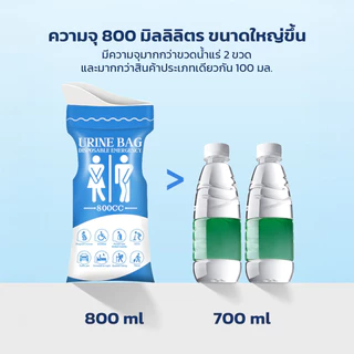ถุงปัสสาวะฉุกเฉินแบบใช้ครั้งเดียว 800ml มีสารแข็งตัว ป้องกันการหกเลอะเทอะ สะดวกต่อการทิ้ง