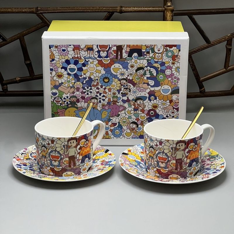 Takashi Murakami Takashi Murakami Takashi Murakami Doraemon Co-Branded Bone China ถ้วยกาแฟชุดถ้วยชาข