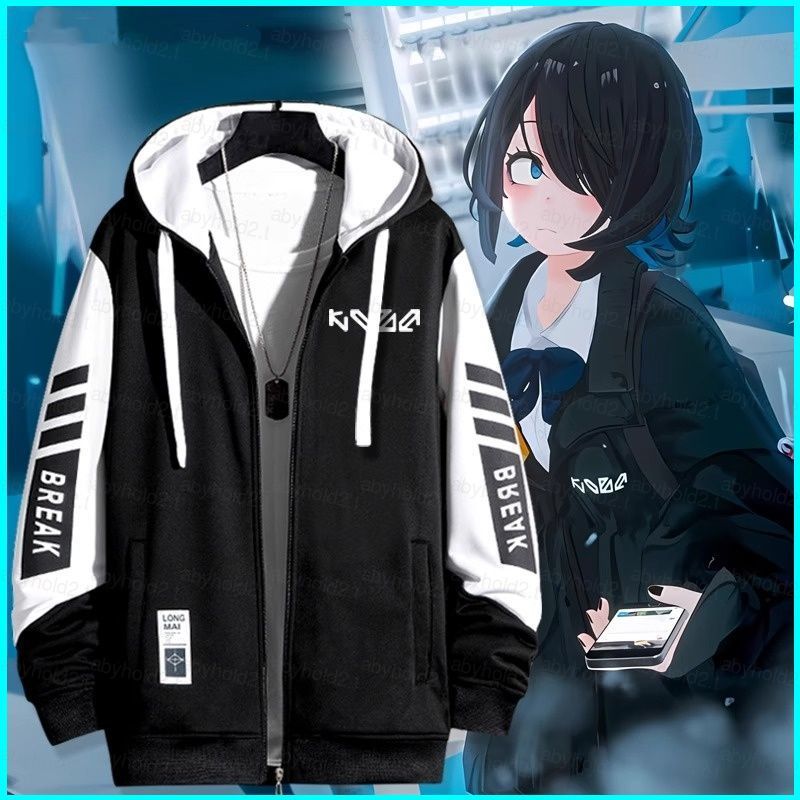 แจ็คเก็ตแบบฮู้ดดี้สไตล์อนิเมะ สำหรับทุกเพศ มีซิปลําคล้องเสื้อผ้าVRChat HB2