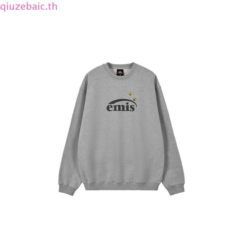 เสื้อสเวตเตอร์ Emis คอกลม หลวม สไตล์ใหม่ เสื้อสเวตเตอร์โอเวอร์ไซส์อเมริกัน สีเขียวมิ้นต์ ผู้ชายผู้หญ