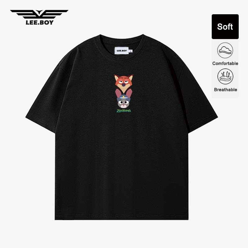 เสื้อครอป ผ้านุ่มใส่สบายa คอกลม พิมพ์อินเทรนด์ที่เรียบง่าย Zootopia 2 ซูโรเปีย 2 (ส่งเร็ว จัดส่งจากไทย)