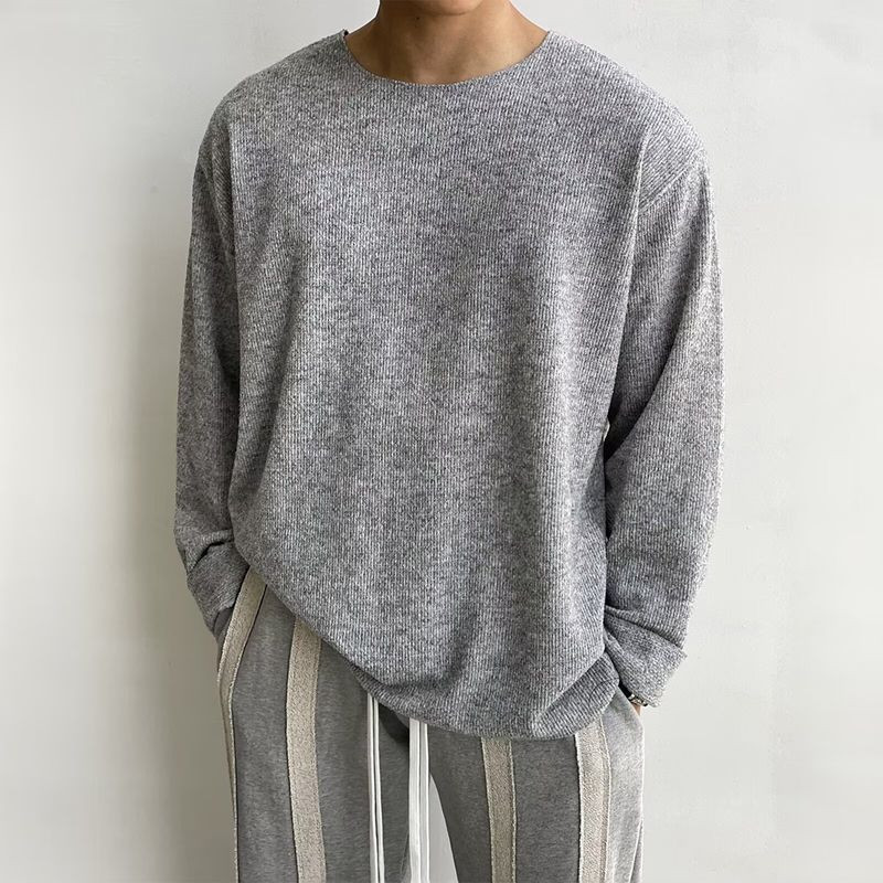 EERSHENSHI เสื้อสเวตเตอร์ทรงหลวมลําลองสไตล์ญี่ปุ่นพร้อมเนื้อซี่โครงสําหรับ Unisex