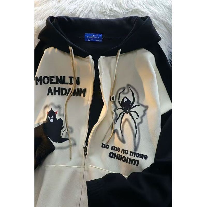 American Street Devil Spider Print Hoodie Men20251125