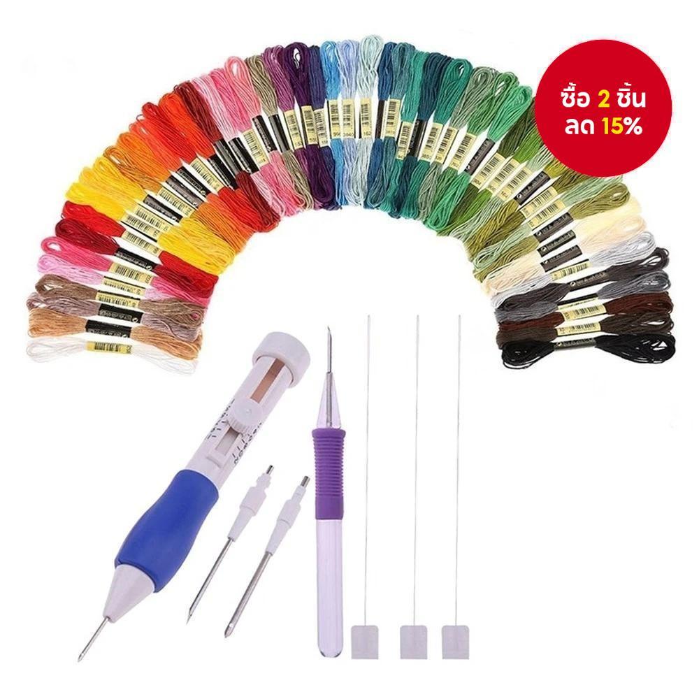 รัสเซียเย็บปักถักร้อยปากกา 3 เข็ม 2 Threaders CRAFT เครื่องมือ Punch เข็มชุดเย็บปักถักร้อยเย็บหัตถกรรมเครื่องมือสําหรับ DIY เย็บ