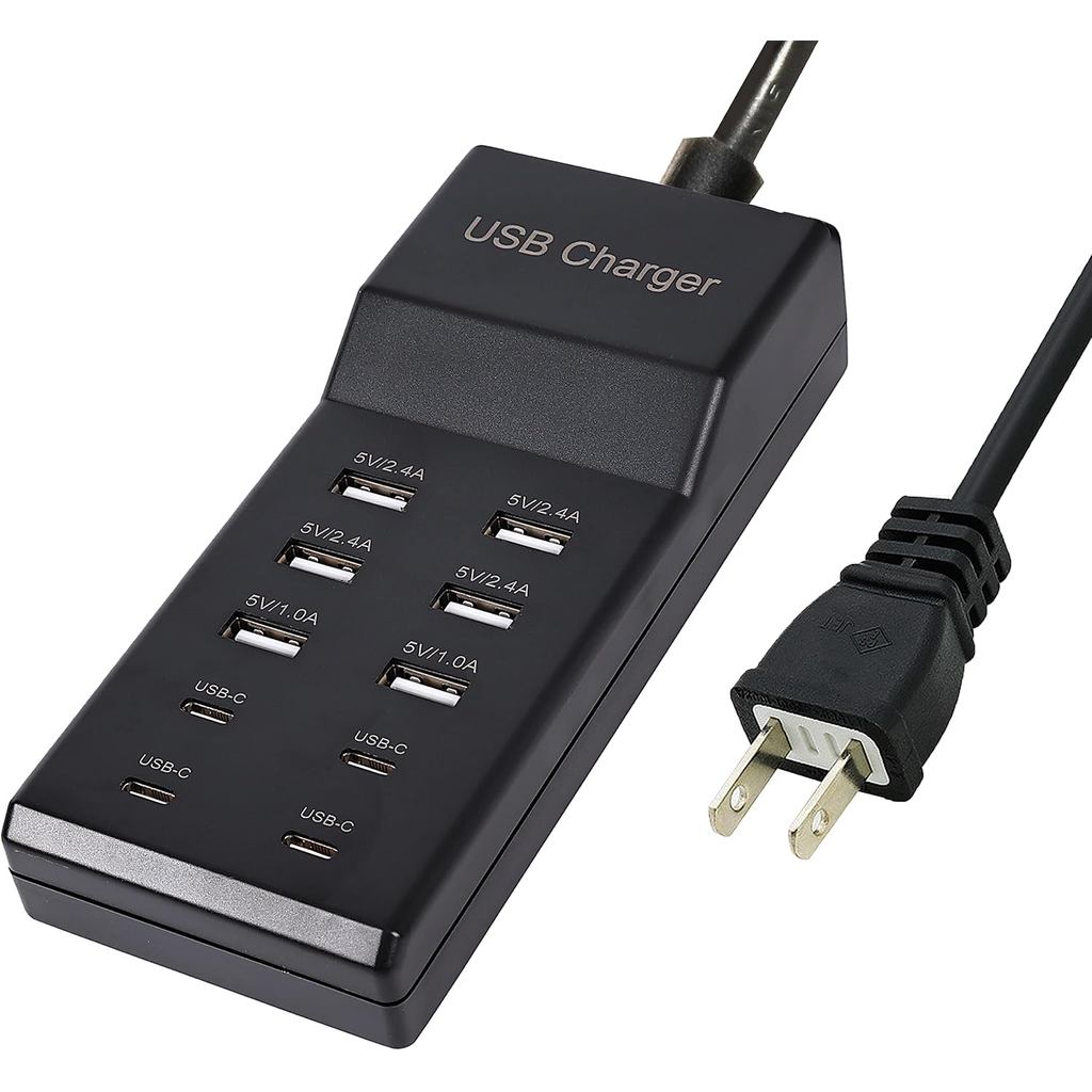USB Charger,50W USB Charging Station with 10-Port (6 USB-A Port & 4 USB-C Port) Compatible with iPho