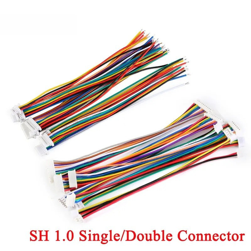 5PCS SH 1.0 สายไฟ DIY SH1.0 JST 2/3/4/5/6/7/8/9/10 Pin สายอิเล็กทรอนิกส์เดี่ยว Double Terminal ปลั๊ก 28AWG 10 ซม.