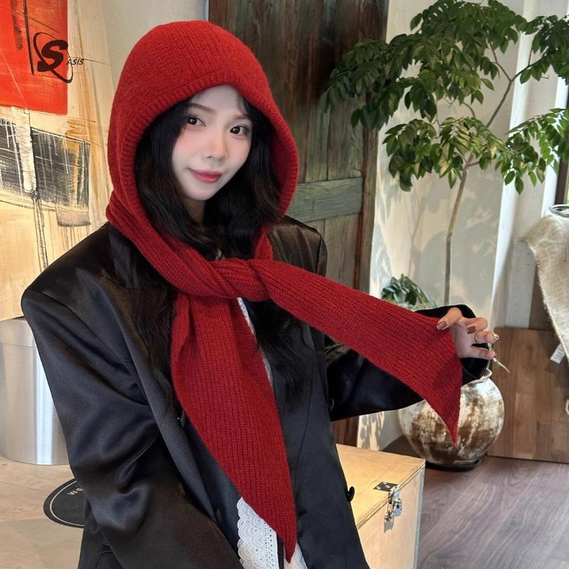 หมวกขนสัตว์และผ้าพันคอดอกลม ออกแบบแฟชั่นสำหรับผู้หญิง เหมาะสำหรับฤดูใบไม้ร่วงและฤดูหนาว