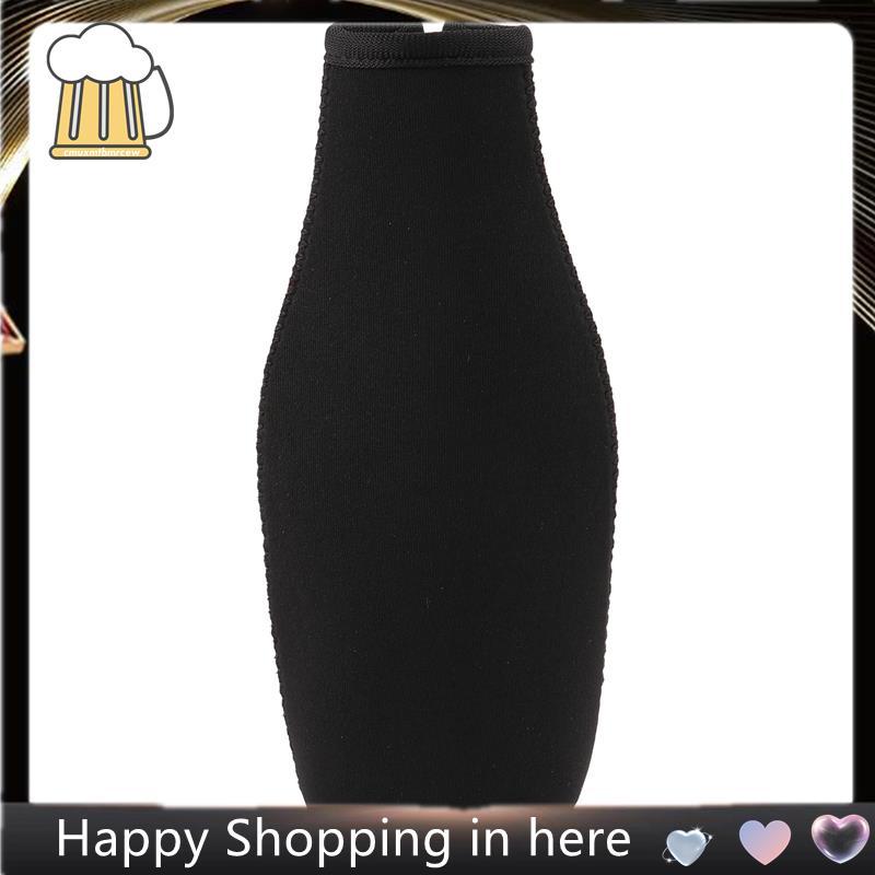 6 แพ็คขวดเบียร์ Cooler Sleeves Keep Drink Cold Zip-Up Neoprene ฉนวนแขนสีดํา