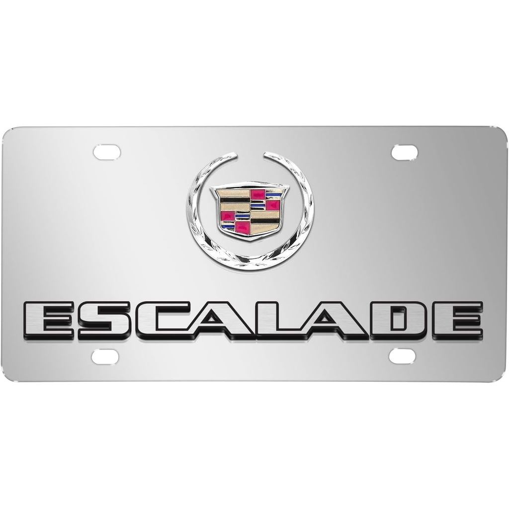 IPick Image Made สําหรับ Cadillac Escalade 3D Dual Logo Mirror Chrome สแตนเลสป้ายทะเบียน