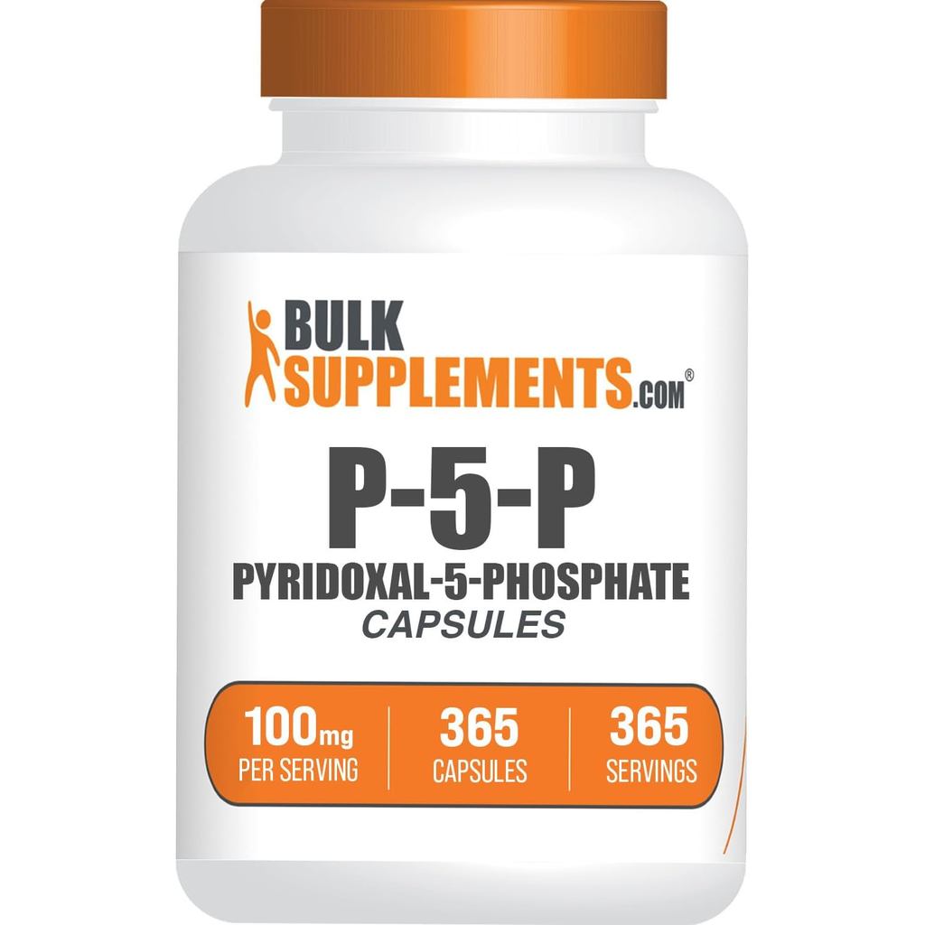Bulkplements.com Pyridoxal 5 แคปซูลฟอสเฟต - P5P ขยายวิตามิน B6 - จําเป็นและปราศจากกลูเตน 1 แคปซูลต่อ