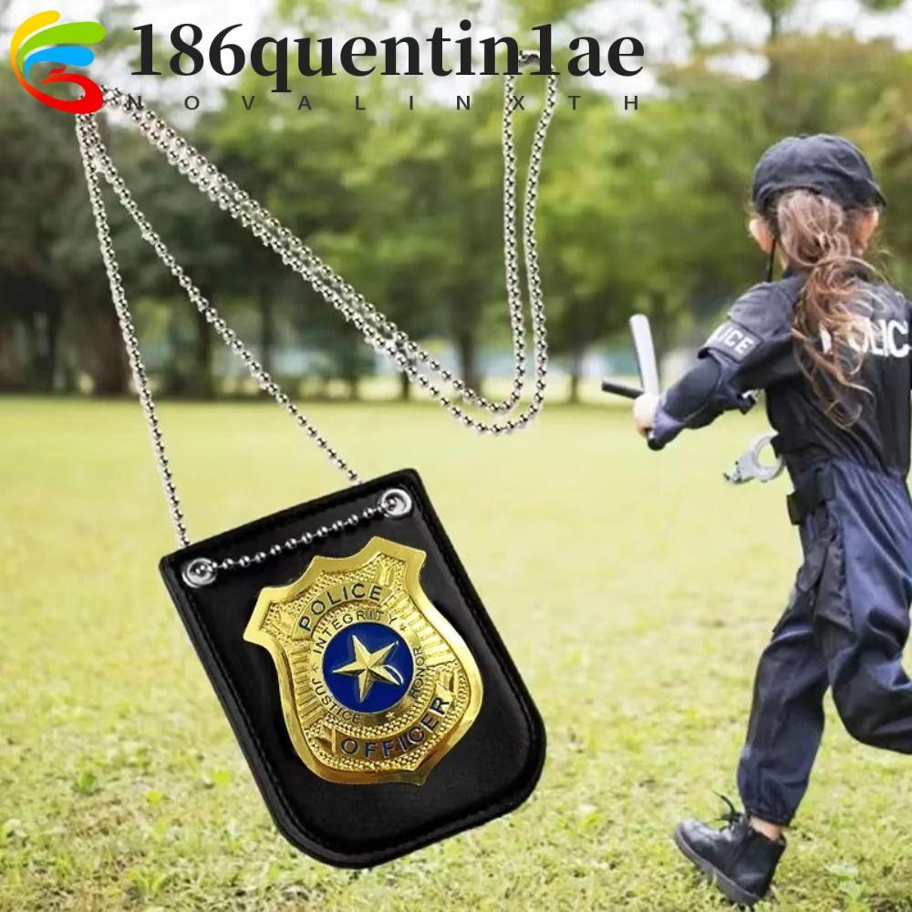 QHENTIN1AE คอสเพลย์ป้ายตํารวจ,แต่งตัวตํารวจเจ้าหน้าที่ตํารวจบทบาทเล่นของเล่น,สําหรับเด็กพลาสติกแกล้ง