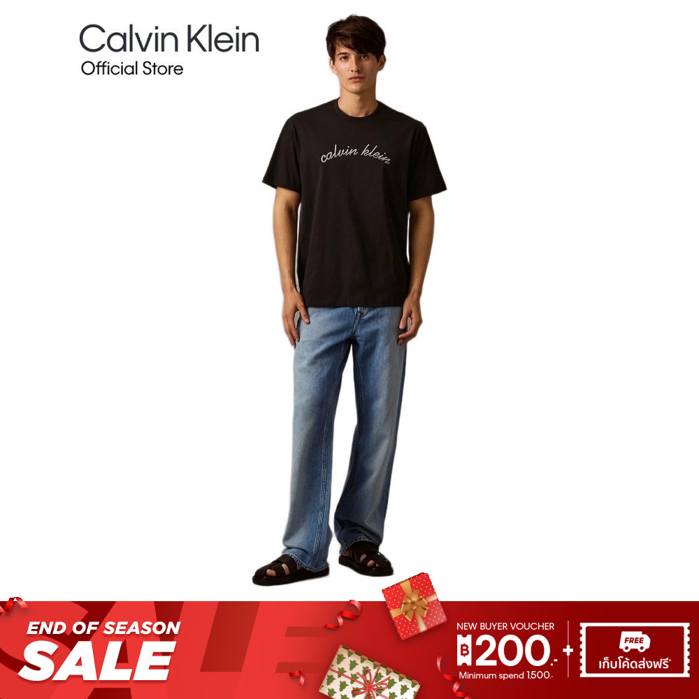 CALVIN KLEIN เสื้อยืดคอกลมแขนสั้นผู้ชาย ทรง Regular รุ่น 4RC834G UB1 - สีดำ