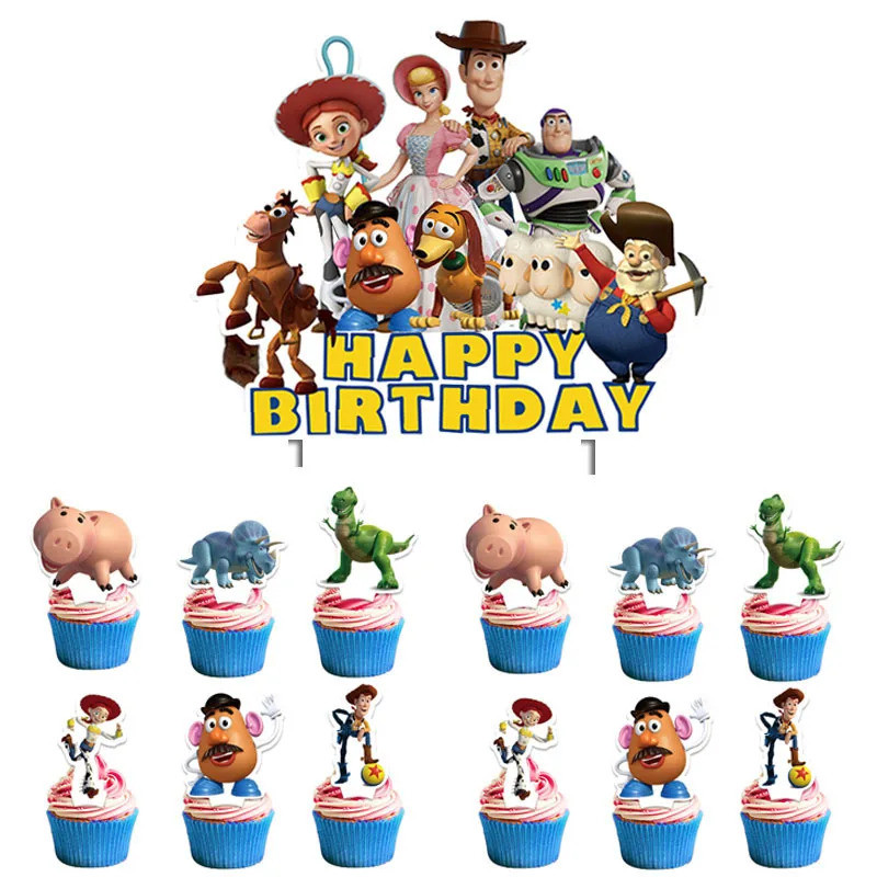 25pcs Toy Story เค้ก Toppers Buzz Lightyear วันเกิดตกแต่ง Party Cupcake Topper สําหรับเด็ก Baby Show