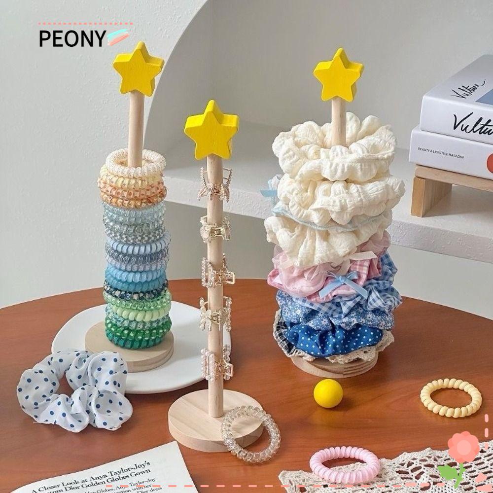PEONYPAVILION ที่วางห่วงผม, ชั้นเก็บเชือกหัวดาวไม้, ขาตั้งโชว์กิ๊บติดผม Dopamine