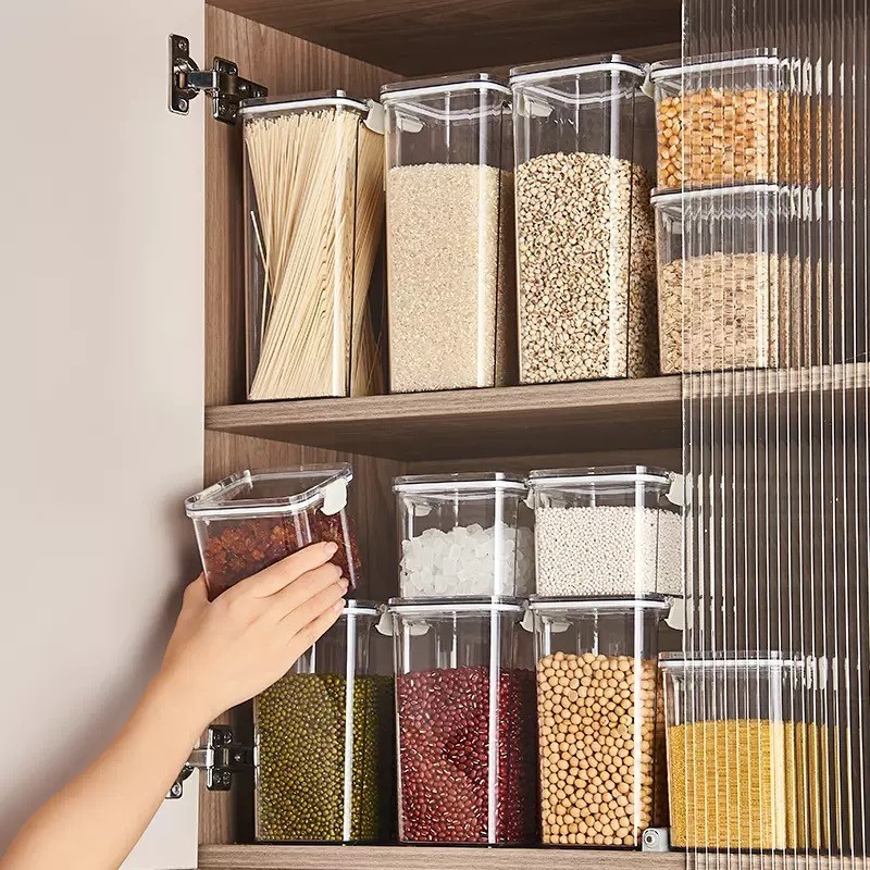 กล่องเก็บอาหารแห้ง กล่องเก็บของ มี 4 ขนาด เก็บขนม พร้อมฝาปิดผนึก เครื่องปรุง กล่องเก็บขนม - รูปที่ 2