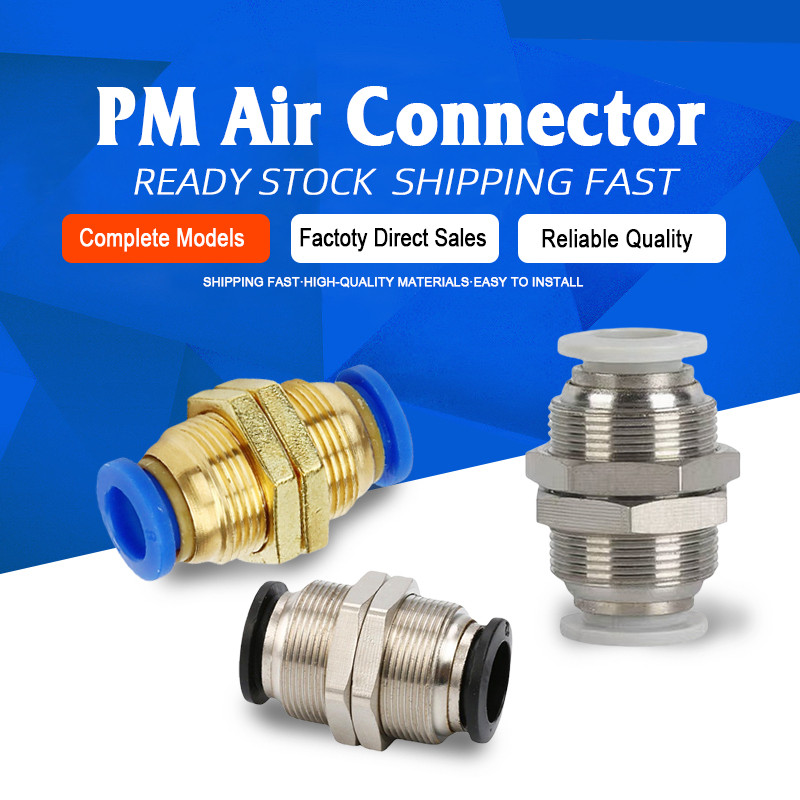 PM Partition Straight - ผ่าน Air Pneumatic Connector 4 6 8 10 12mm PU Pipe OD Hose Adapter