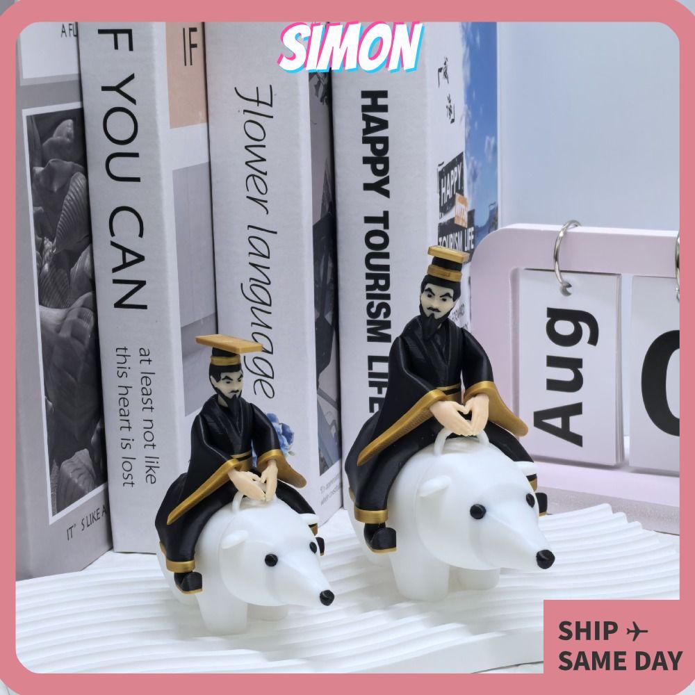 SIMON จักรพรรดิโบราณขี่รูปหมีขั้วโลก,งานศิลปะตลก Qin Shi Huang ขี่เครื่องประดับหมี,ที่ไม่ซ้ํากัน PLA