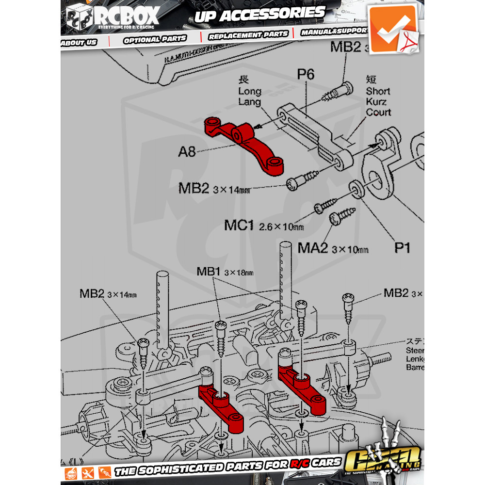 TAMIYA TAMIYA 1/10 TT01 TT01D TT01E อลูมิเนียม OP อะไหล่อัพเกรดส่วนประกอบพวงมาลัย