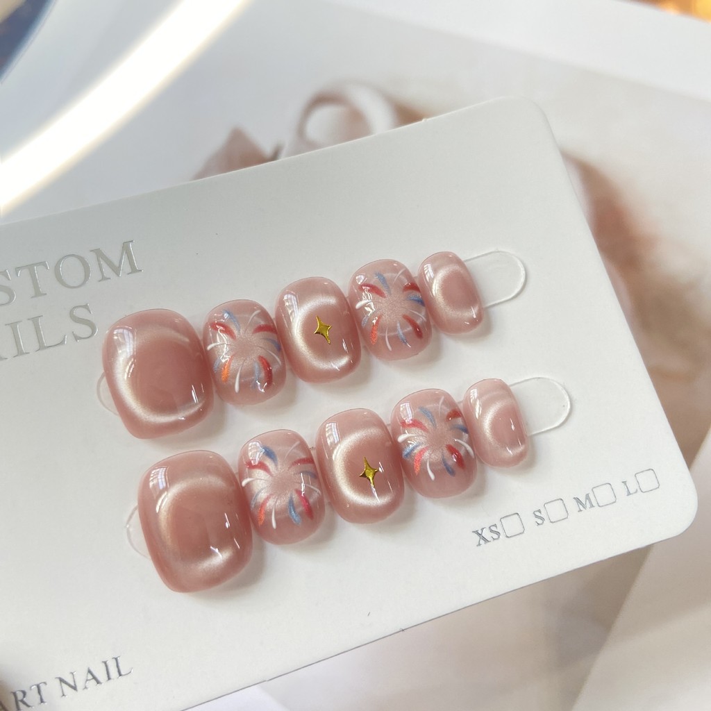 Free Shipping ✨🎀  Handmade fake nails, fireworks cat eyes, 100% phototherapy fake nails
