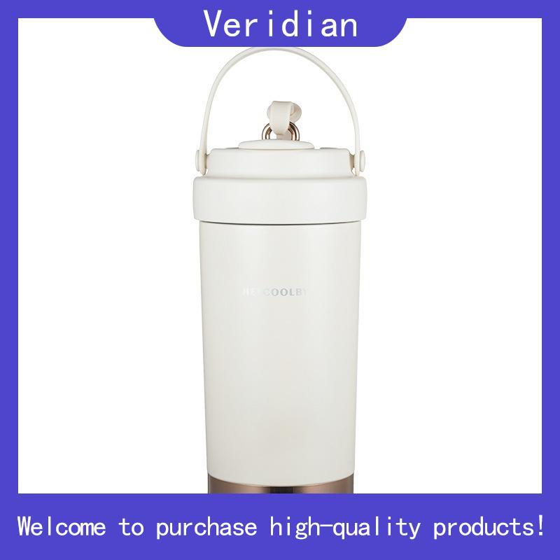 QCOOL กระบอกน้ำเก็บอุณหภูมิ 750ml กระบอกน้ำสแตนเลส 304 เคลือบเซรามิก ฝา 3 in 1 พร้อมหลอดแก้ว พกพาสะด