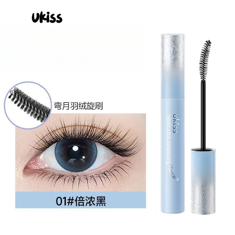 Ukiss Velvet Double Strength Eye Mascara ไม่มีรอยเปื้อนตามธรรมชาติกันน้ํากันเหงื่อปุยกํามะหยี่ Eye M