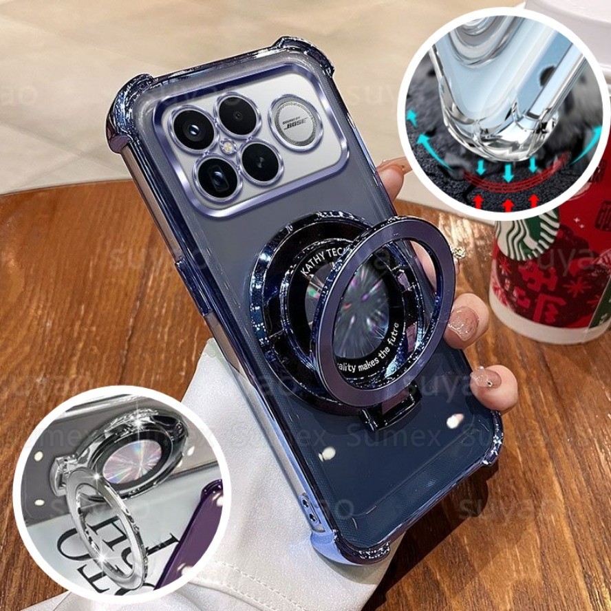 สําหรับ Xiaomi POCOF8 Pro Poco F8 F9 Ultra 5G ชุบ Soft TPU เคสโทรศัพท์แม่เหล็กผู้ถือล้างปลอกกันกระแทกฝาหลัง Mi Poko F7 F6 F5 F8Ultra F8Pro 2025