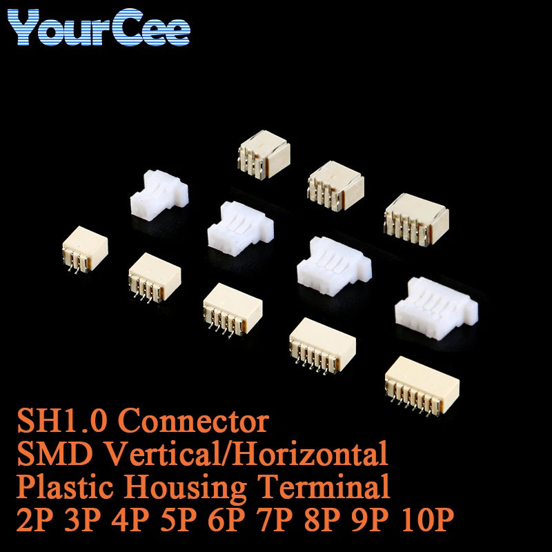 50PCS JST SH1.0 1.0 มม.ขั้วต่อ SMD แนวตั้ง/แนวนอนประเภทซ็อกเก็ต Wire-to-Board 2P 3P 4P 5P 6P 7P 8P 9