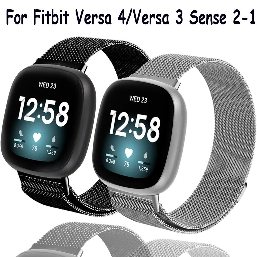 สาย Milanese สําหรับ Fitbit Versa4/Versa3/Sense2/Sense Versa 4 3 โลหะสายนาฬิกาแม่เหล็ก