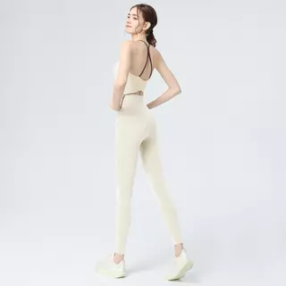 SHQX ผู้หญิง Racerback ชุดออกกําลังกายเอวสูง Tummy Control Leggings 4-Way ยืดกางเกงโยคะ + Matching Bra Sweat-Wiking สําหรับวิ่งและโยคะร้อน