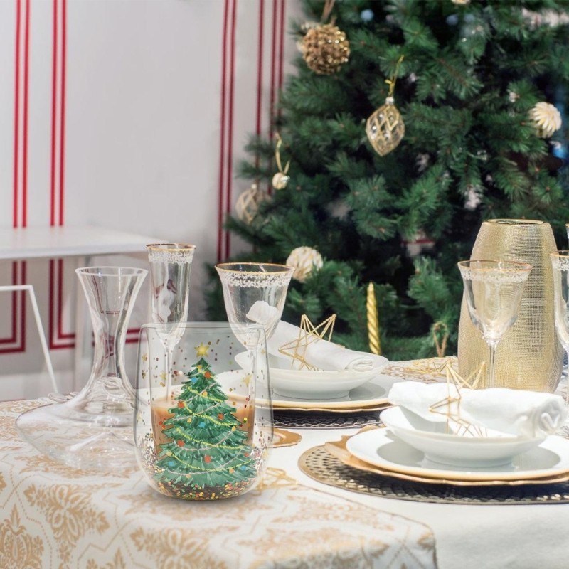 ถ้วยแก้วต้นคริสต์มาสติดผนังคู่ - เครื่องดื่มที่หรูหราสําหรับชุมนุมสํานักงาน - รูปที่ 3