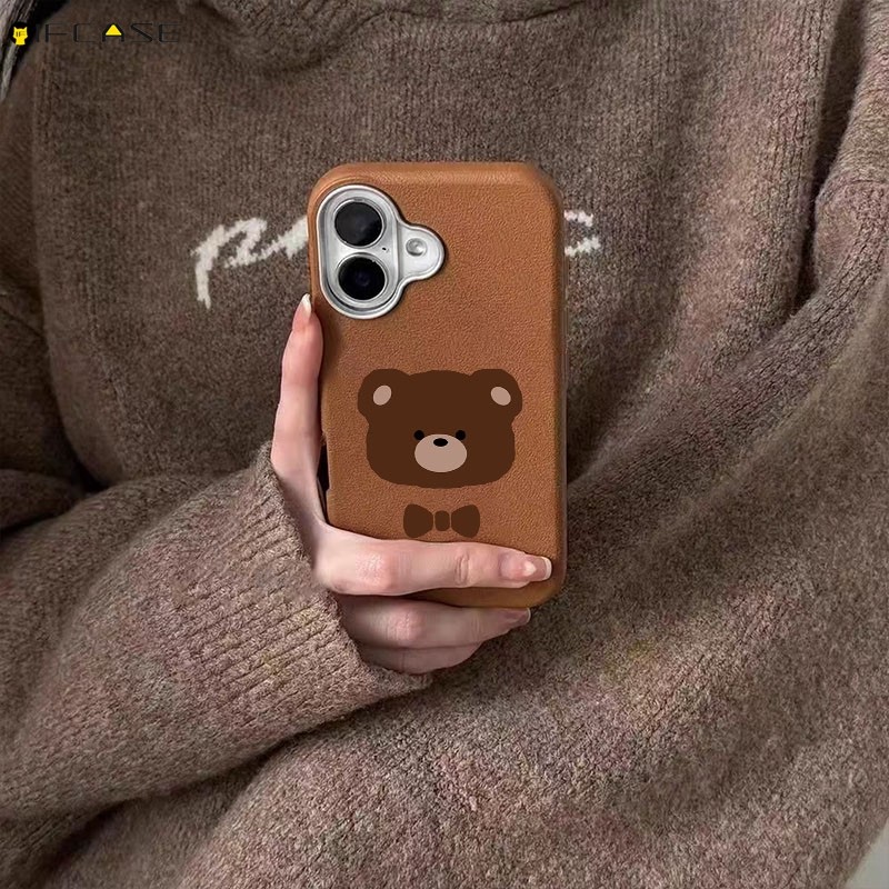 สําหรับ Samsung Galaxy A55 A35 A25 A54 A34 A24 A73 A53 A33 A23 M13 M23 F23 เคสโทรศัพท์พร้อมเชือกเส้นเล็กน่ารักหมี Bow Tie Bowknot การ์ตูนลิ้นจี่สีน้ําตาลปลอกอ่อนกรณีปก - รูปที่ 4