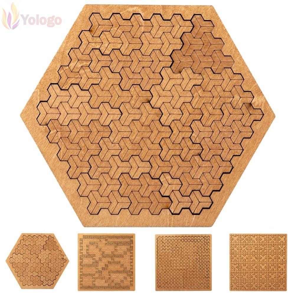 YOLOGO Fractal Tray Puzzles, No-Image Hard Irregular Wood Jigsaw, Challengea Fractal Puzzle Challeng