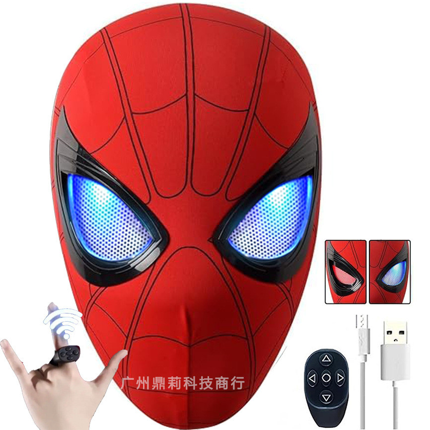 Spider-Man Headgear รีโมทคอนโทรลไฟฟ้า Winkable Gloss Mask Miles ฮาโลวีน cos Boy หน้ากากของเล่น