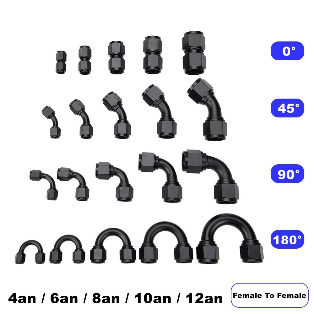ฟิตติ้งตัวเมีย AN4 AN6 AN8 AN10 AN12อะแดปเตอร์ข้อต่อสําหรับน้ํามันเชื้อเพลิงงอและตรง 0 45 90 180องศา
