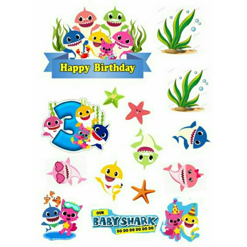 BABY SHARK ท็อปเปอร์ | Custom Name BABY SHARK Topper | ตกแต่งเค้กฉลามเด็ก
