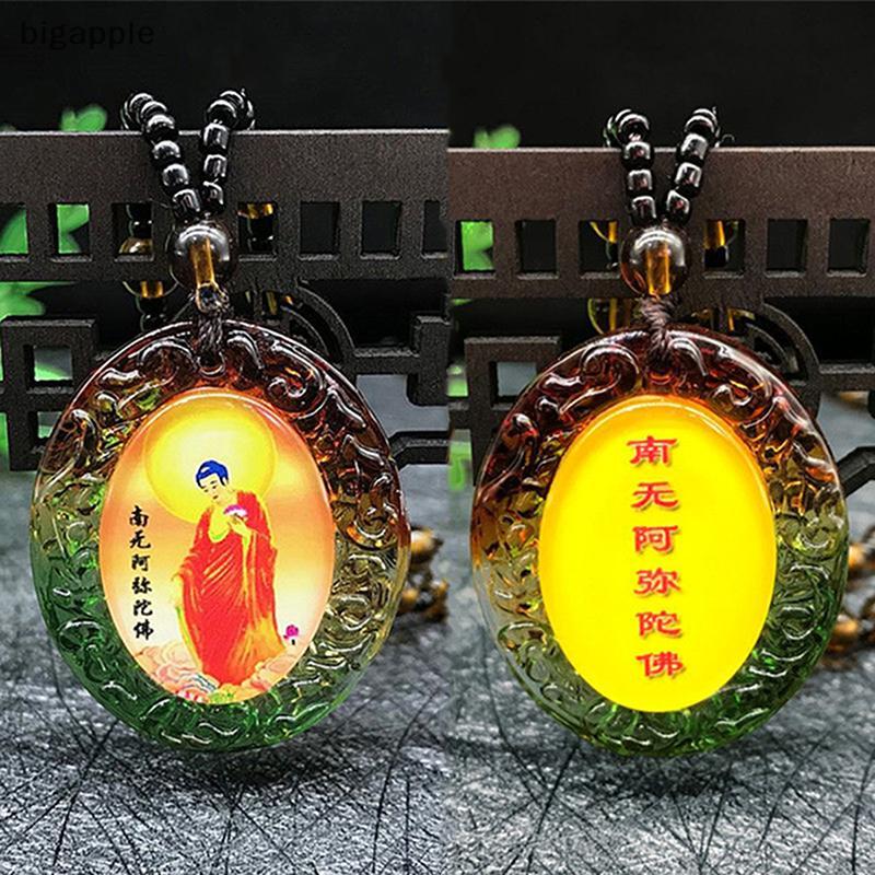 Bigapple Buddha Lucky Amulet Namo Amitabha แก้วจี้สร้อยคอสําหรับผู้หญิงผู้ชาย RDG