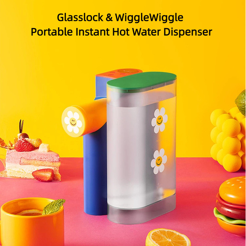 Glasslock & WiggleWiggle Co-Branded Portable Instant Hot Water Dispenser 1L Mini Folding Storage กาต้มน้ําไฟฟ้ากาต้มน้ํา Travel Electric Hot Water Cup